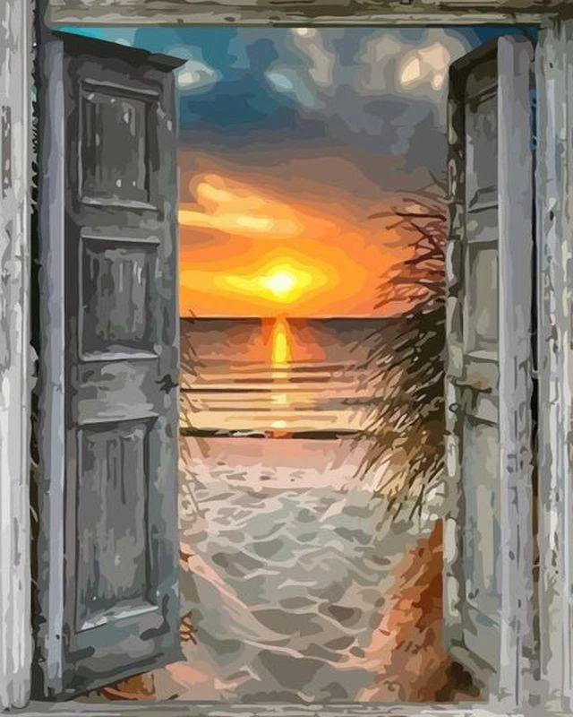 Peinture numéros/PORTE SUR LA MER