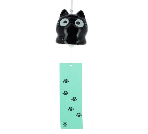 Cloche Furin Céramique Neko Noir