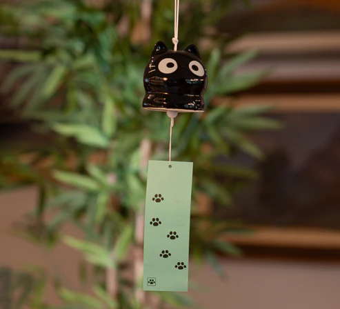 Cloche Furin Céramique Neko Noir