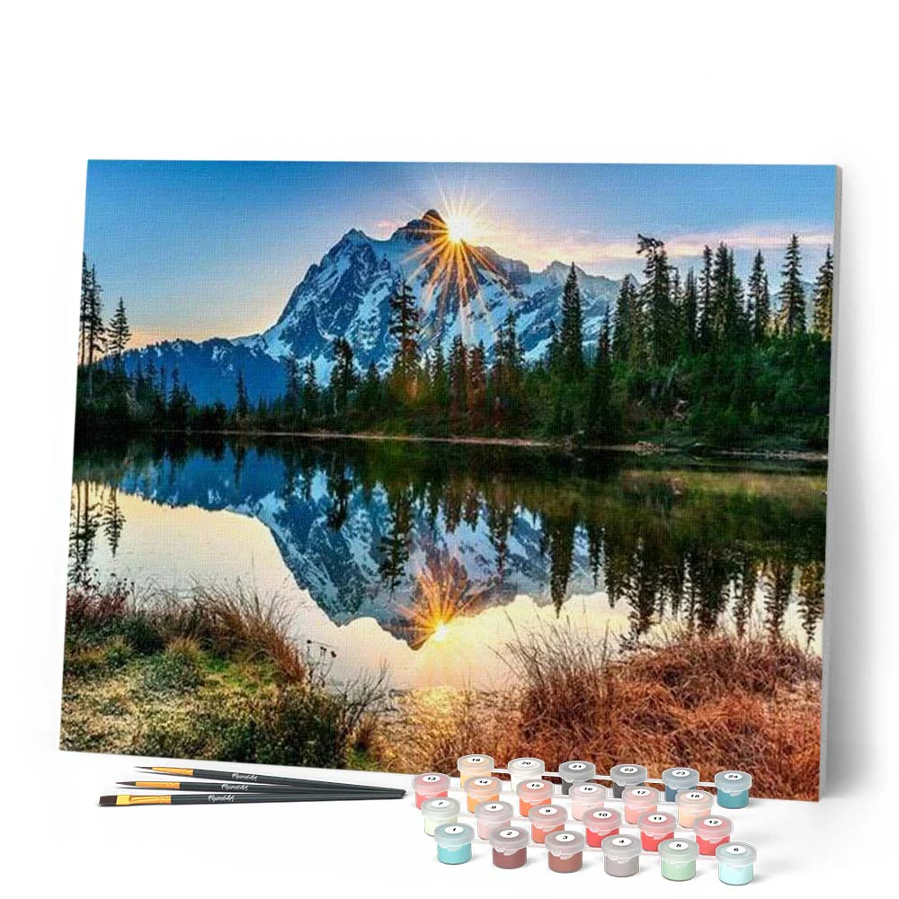 Peinture Numéros/ Lac et Reflet de Montagne