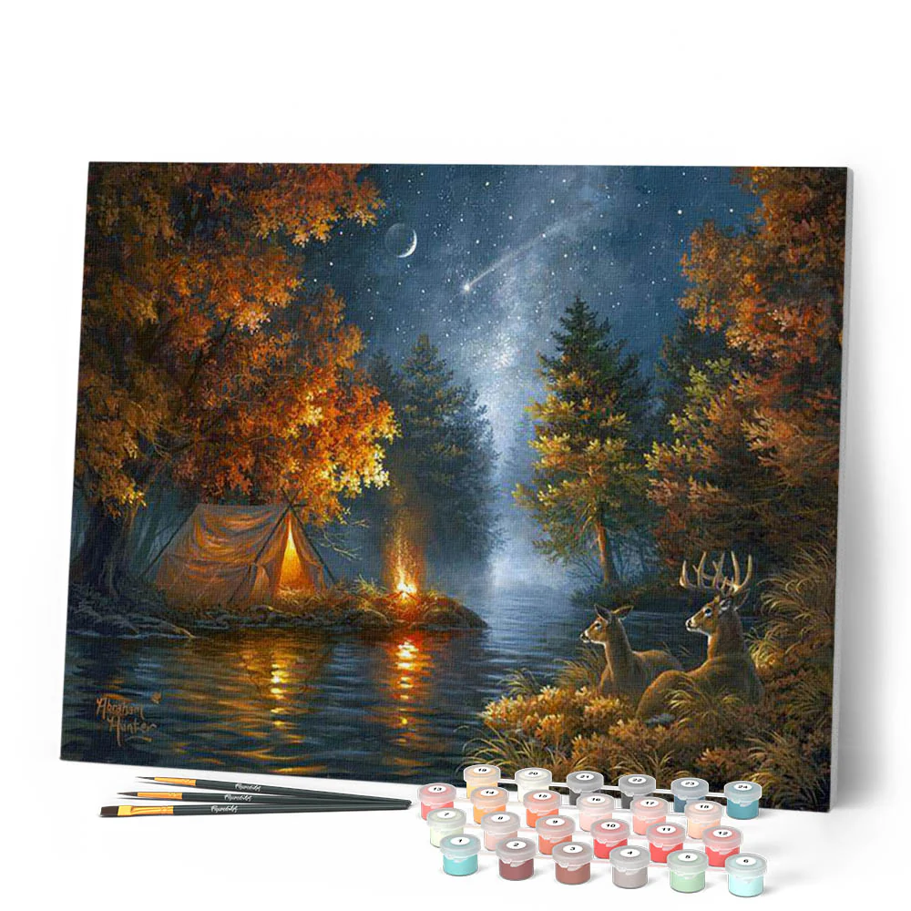 Peinture Numéros/ Camping sous une nuit étoilée