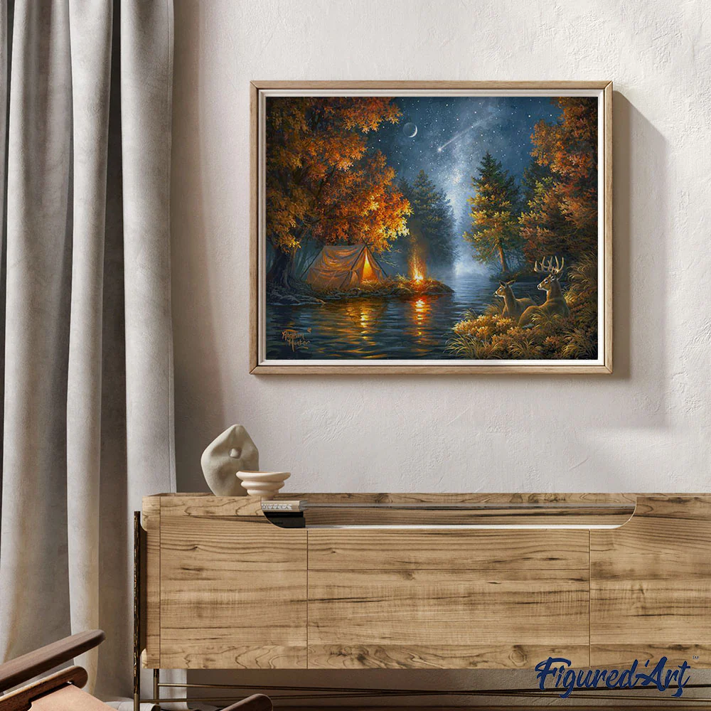 Peinture Numéros/ Camping sous une nuit étoilée