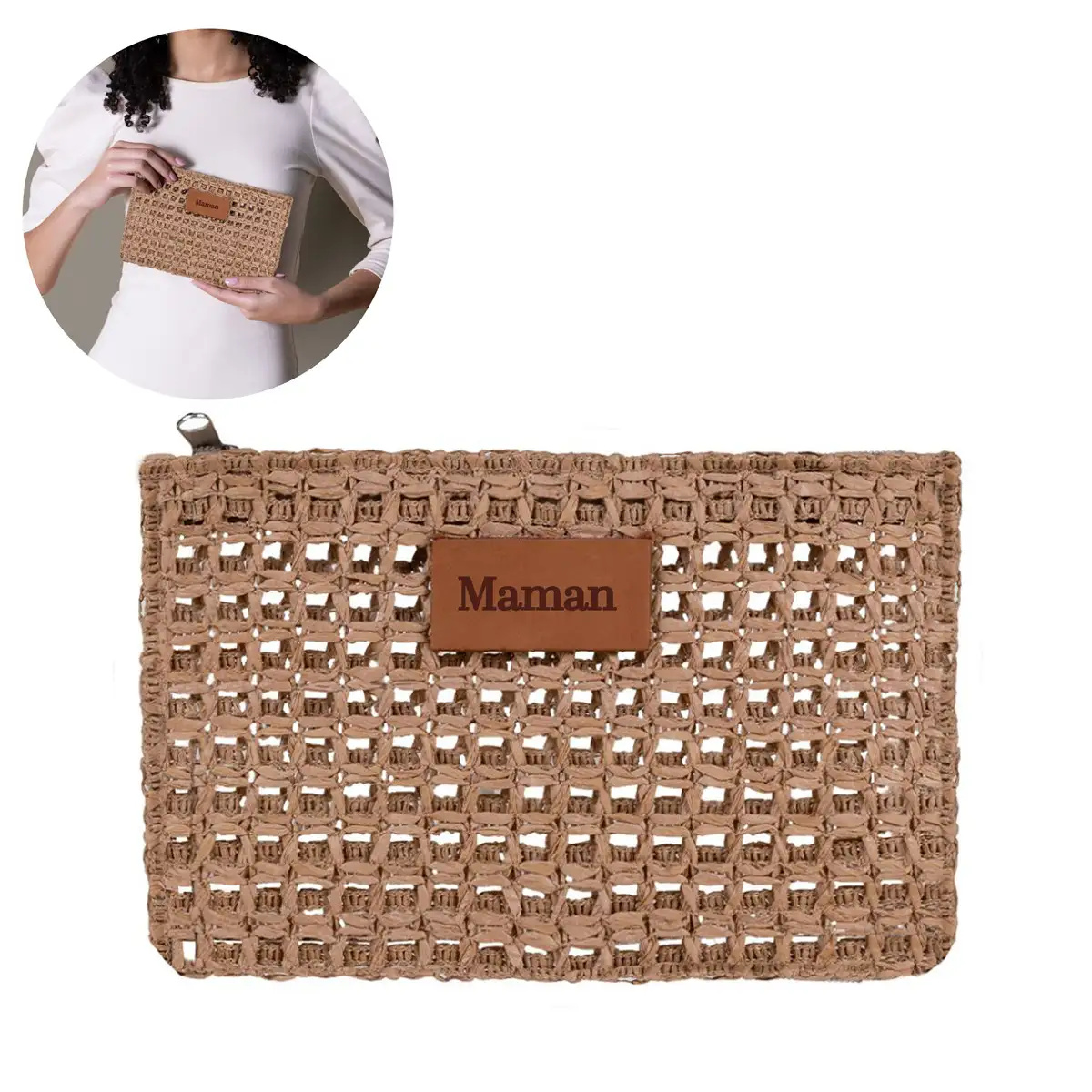 Trousse raphia - Maman